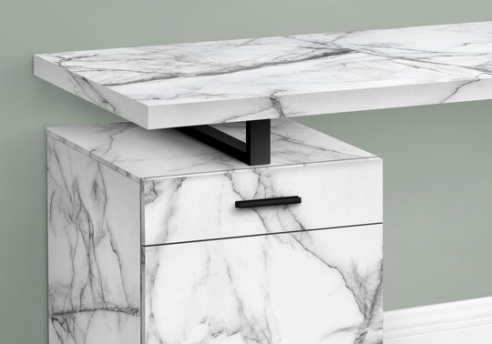 I 7762 Computer Desk - 48"L / White Marble Left Or Right Facing - Furniture Depot
