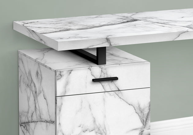 I 7762 Computer Desk - 48"L / White Marble Left Or Right Facing - Furniture Depot