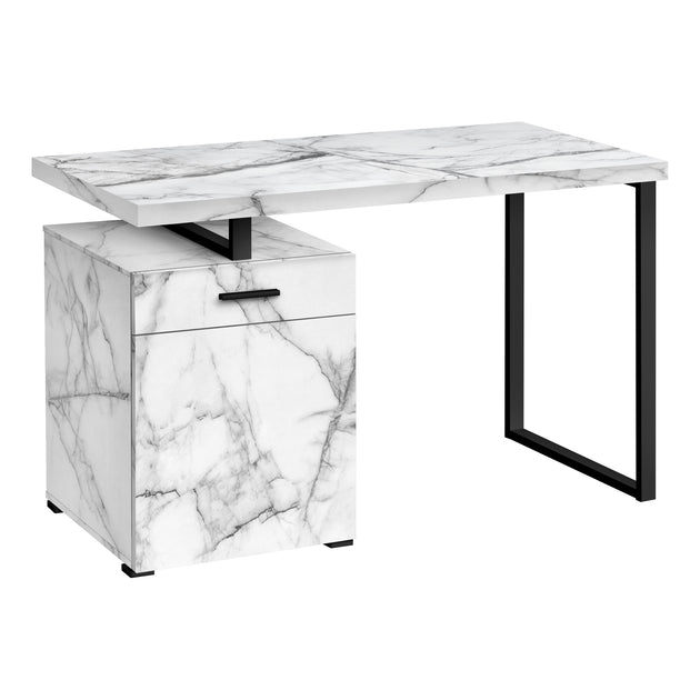I 7762 Computer Desk - 48"L / White Marble Left Or Right Facing - Furniture Depot