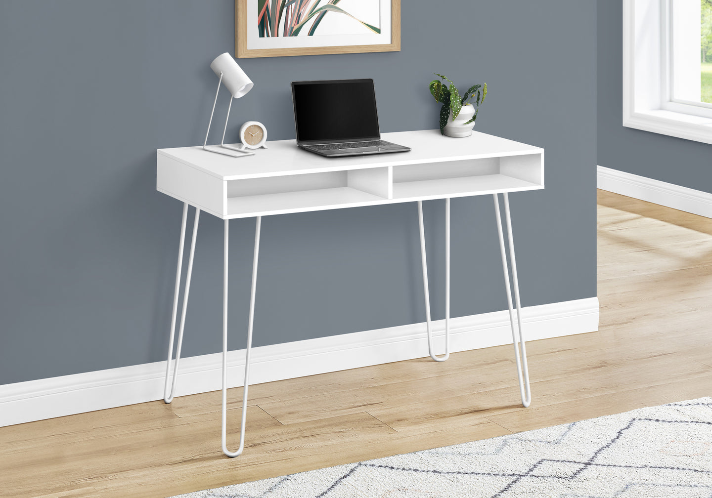 I 7770 Computer Desk - 40"L / White / White Metal - Furniture Depot