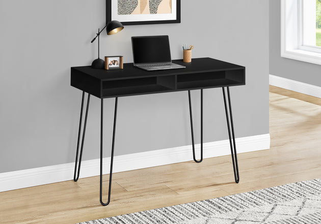 I 7771 Computer Desk - 40"L / Black / Black Metal - Furniture Depot