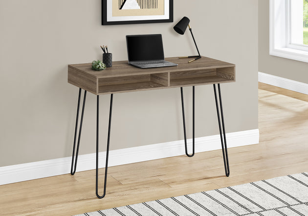 I 7772 Computer Desk - 40"L / Dark Taupe / Black Metal - Furniture Depot (7881155739896)