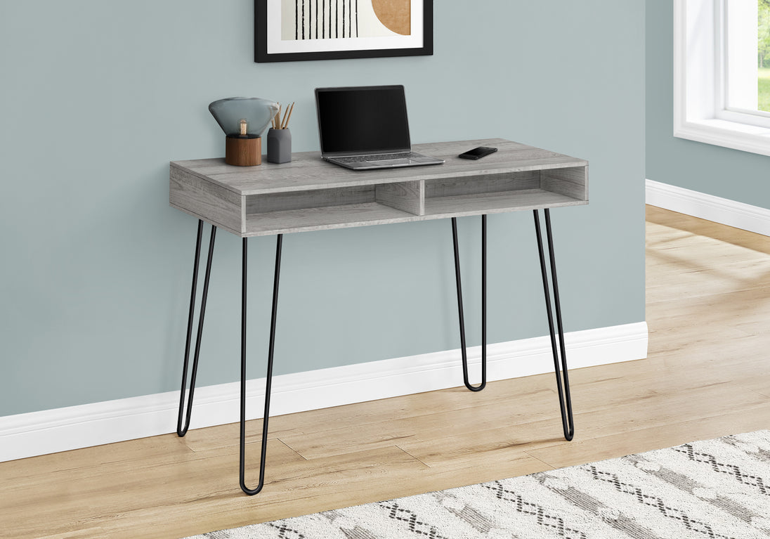 I 7773 Computer Desk - 40"L / Grey / Black Metal - Furniture Depot