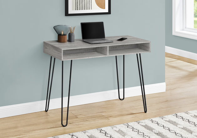 I 7773 Computer Desk - 40"L / Grey / Black Metal - Furniture Depot