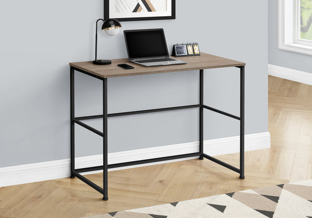 I 7777 Computer Desk - 40"L / Dark Taupe / Black Metal - Furniture Depot