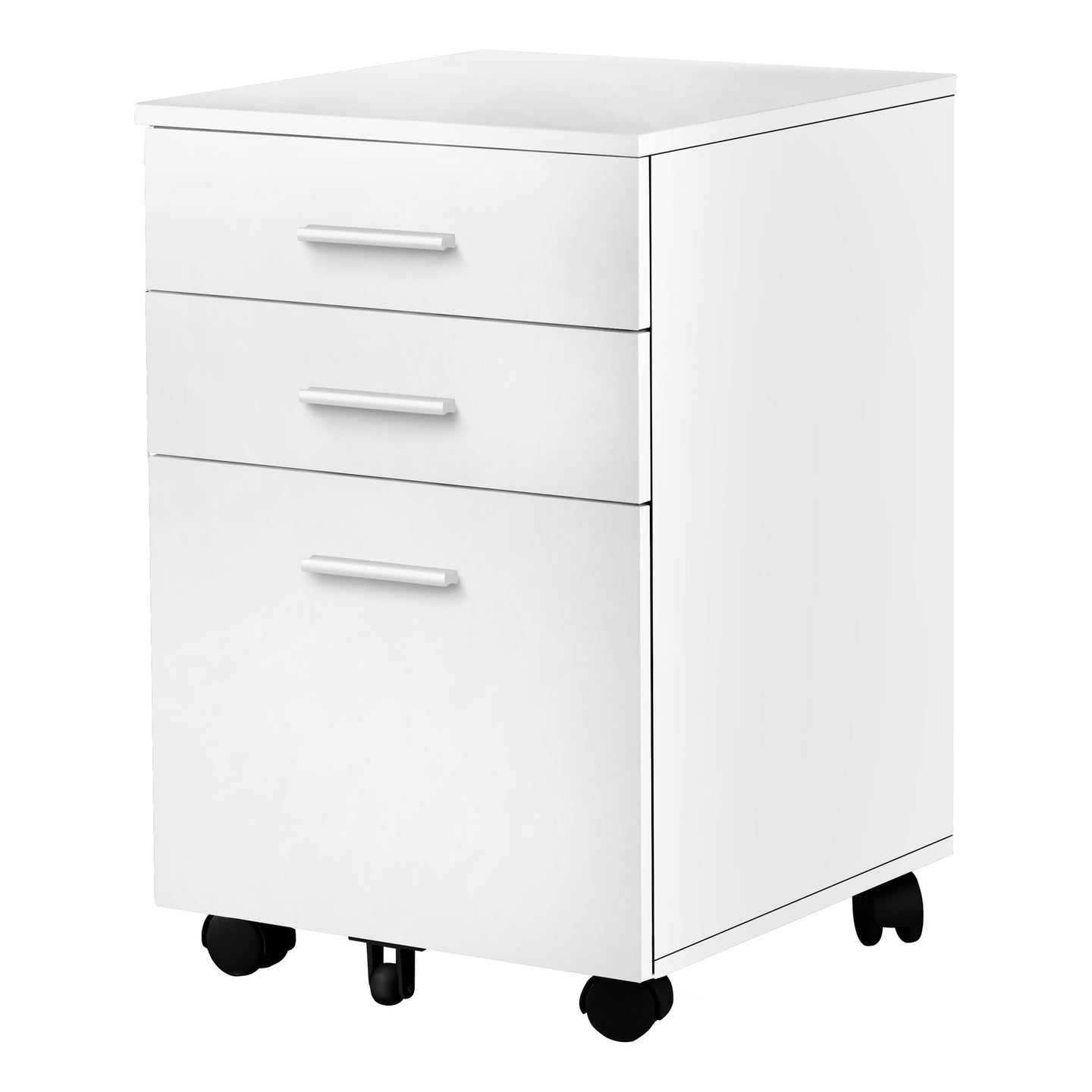 I 7780 Filing Cabinet - 3 Drawer / White On Castors - Furniture Depot