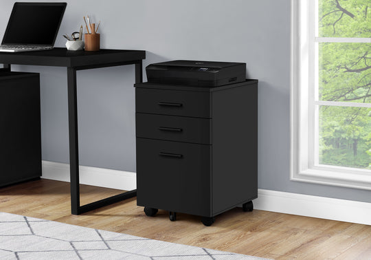 I 7781 Filing Cabinet - 3 Drawer / Black On Castors - Furniture Depot (7881156493560)