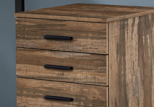I 7782 Filing Cabinet - 3 Drawer / Brown Reclaimed On Castors - Furniture Depot