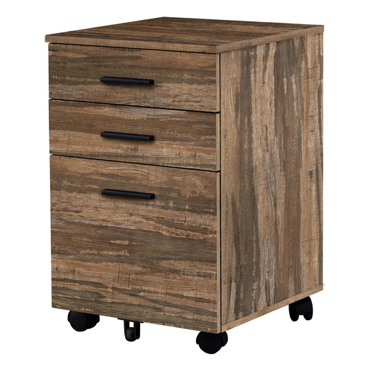 I 7782 Filing Cabinet - 3 Drawer / Brown Reclaimed On Castors - Furniture Depot