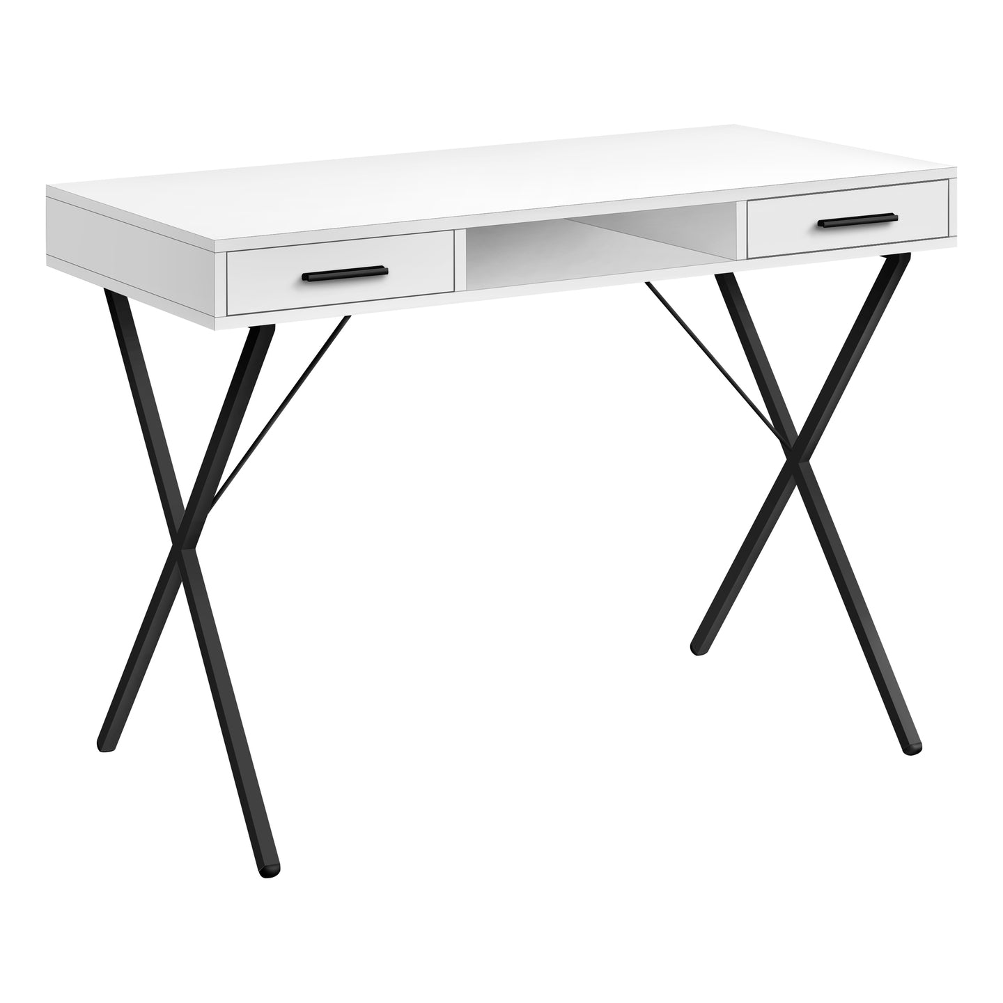 I 7790 Computer Desk - 42"L / White / Black Metal - Furniture Depot