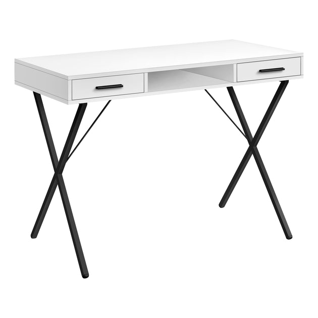 I 7790 Computer Desk - 42"L / White / Black Metal - Furniture Depot