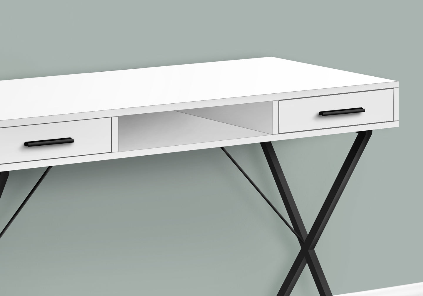 I 7790 Computer Desk - 42"L / White / Black Metal - Furniture Depot