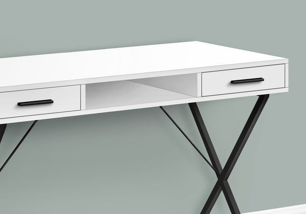 I 7790 Computer Desk - 42"L / White / Black Metal - Furniture Depot
