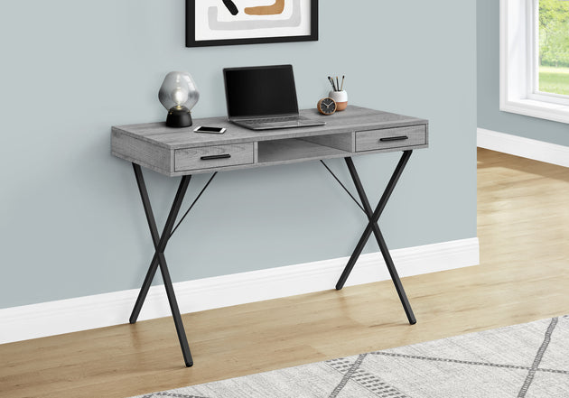 I 7792 Computer Desk - 42"L / Grey / Black Metal - Furniture Depot