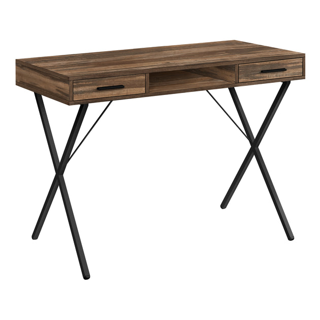 I 7794 Computer Desk - 42"L / Brown Reclaimed Wood / Black Metal - Furniture Depot