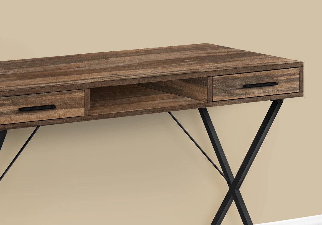 I 7794 Computer Desk - 42"L / Brown Reclaimed Wood / Black Metal - Furniture Depot