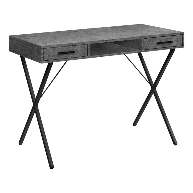 I 7795 Computer Desk - 42"L / Grey Stone-Look / Black Metal - Furniture Depot (7881157279992)