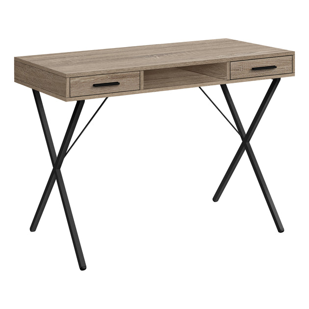 I 7796 Computer Desk - 42"L / Dark Taupe / Black Metal - Furniture Depot (7881157345528)