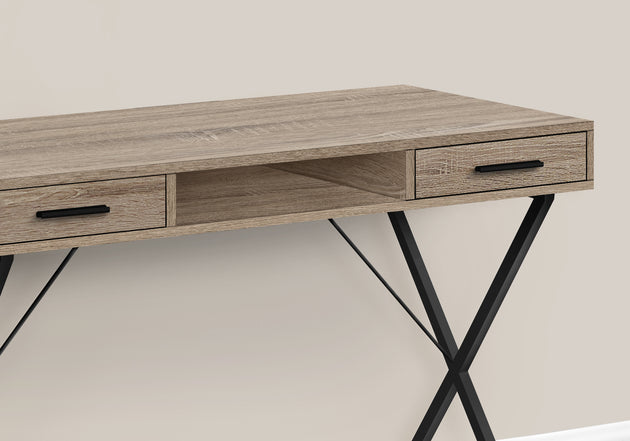 I 7796 Computer Desk - 42"L / Dark Taupe / Black Metal - Furniture Depot (7881157345528)