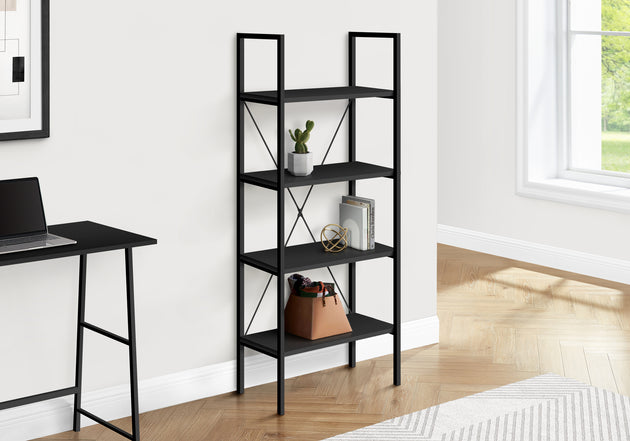 I 7802 Bookcase - 48"H / Black / Black Metal - Furniture Depot