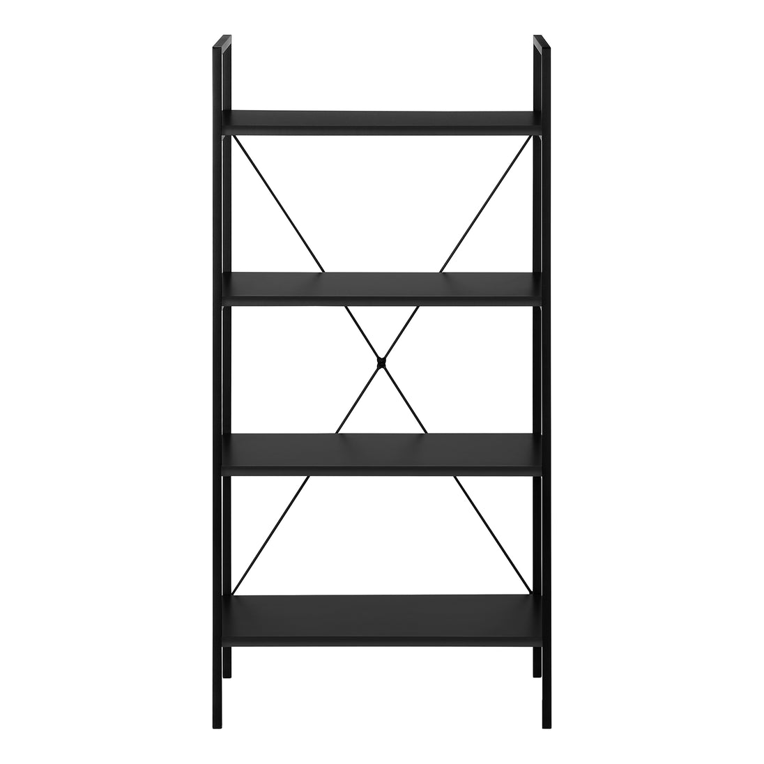 I 7802 Bookcase - 48"H / Black / Black Metal - Furniture Depot