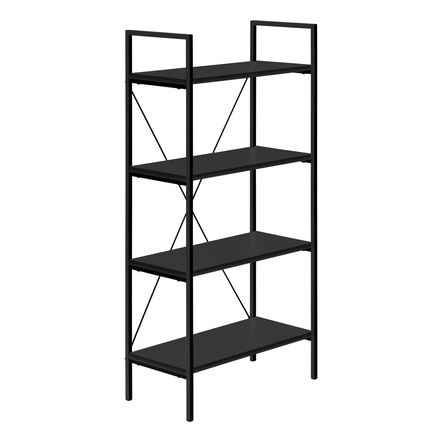 I 7802 Bookcase - 48"H / Black / Black Metal - Furniture Depot