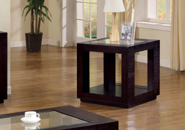 I 7811E Accent Table - Espresso Veneer With Glass Insert - Furniture Depot