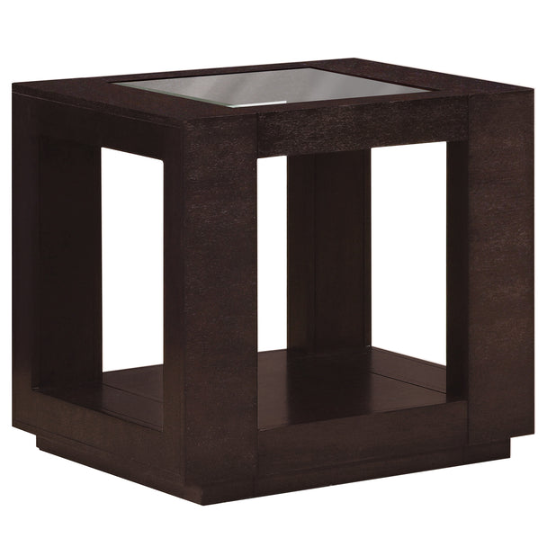 I 7811E Accent Table - Espresso Veneer With Glass Insert - Furniture Depot