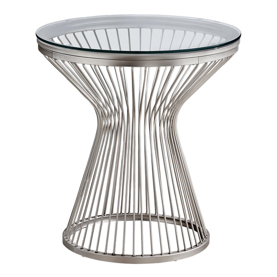 I 7821 Accent Table - 24"H / Stainless Steel With Tempered Glass - Furniture Depot (7881158525176)