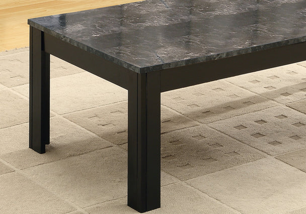 I 7843P Table Set - 3pcs Set / Black / Grey Marble-Look Top - Furniture Depot (7881159082232)