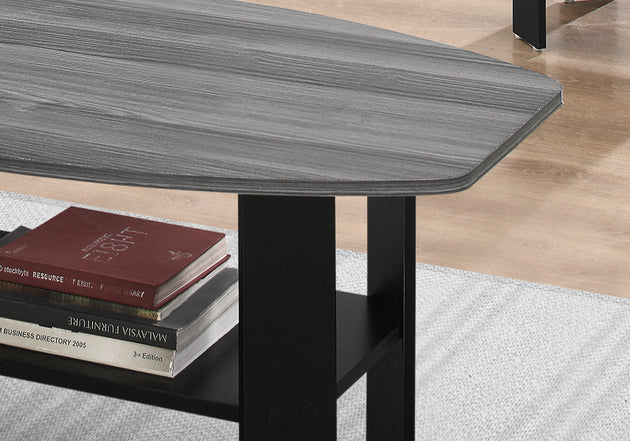 I 7928P Table Set - 3pcs Set / Black / Grey Top - Furniture Depot