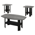 I 7928P Table Set - 3pcs Set / Black / Grey Top - Furniture Depot