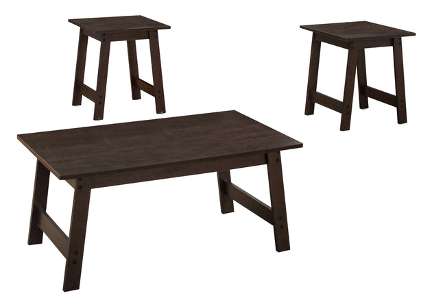 I 7930P Table Set - 3pcs Set / Espresso - Furniture Depot