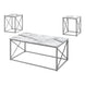 I 7953P Table Set - 3pcs Set / White Marble / Silver Metal - Furniture Depot