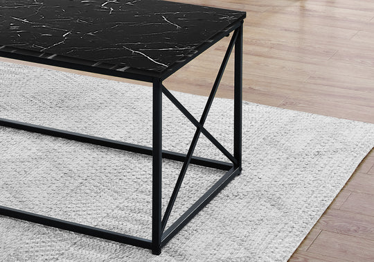 I 7954P Table Set - 3pcs Set / Black Marble / Black Metal - Furniture Depot