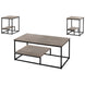 I 7960P Table Set - 3pcs Set / Dark Taupe / Black Metal - Furniture Depot