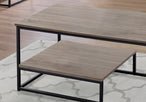 I 7960P Table Set - 3pcs Set / Dark Taupe / Black Metal - Furniture Depot