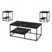 I 7964P Table Set - 3pcs Set / Black Marble / Black Metal - Furniture Depot