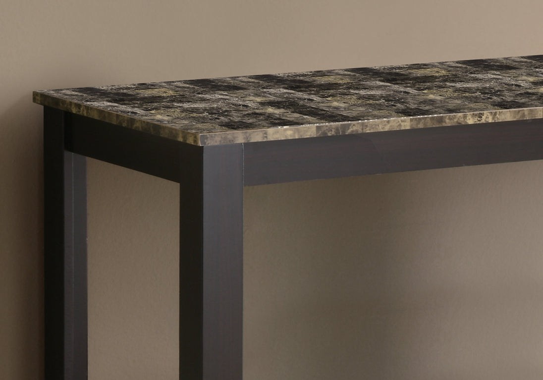 I 7983S Accent Table - 44"L / Espresso Marble Top - Furniture Depot