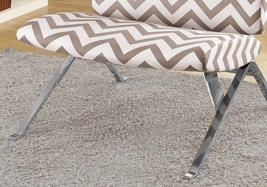 I 8137 Accent Chair - Dark Taupe " Chevron " With Chrome Metal - Furniture Depot