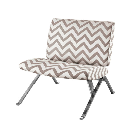 I 8137 Accent Chair - Dark Taupe " Chevron " With Chrome Metal - Furniture Depot