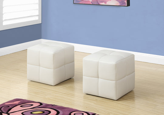 I 8161 Ottoman - 2pcs Set / Juvenile / White Leather-Look - Furniture Depot