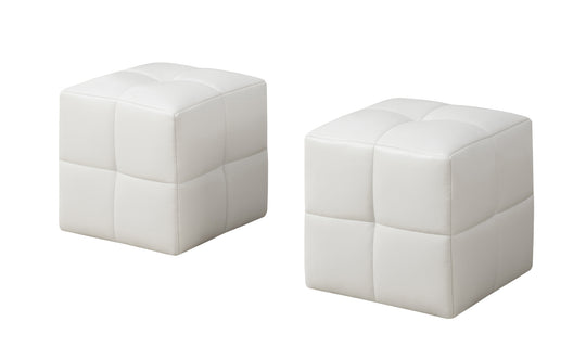 I 8161 Ottoman - 2pcs Set / Juvenile / White Leather-Look - Furniture Depot