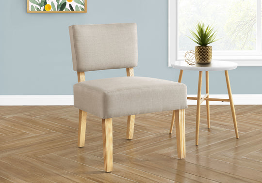 I 8272 Accent Chair - Taupe Fabric / Natural Wood Legs - Furniture Depot