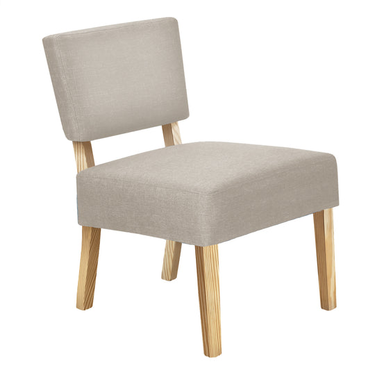 I 8272 Accent Chair - Taupe Fabric / Natural Wood Legs - Furniture Depot