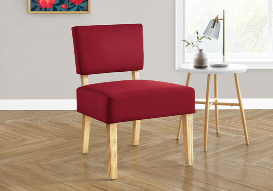 I 8295 Accent Chair - Red Fabric / Natural Wood Legs - Furniture Depot