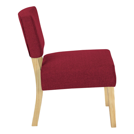 I 8295 Accent Chair - Red Fabric / Natural Wood Legs - Furniture Depot