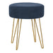 I 9002 Ottoman - Blue Fabric / Gold Metal Legs - Furniture Depot