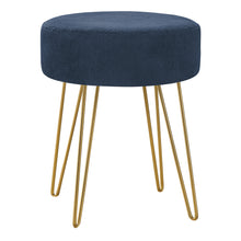 Load image into Gallery viewer, I 9002 Ottoman - Blue Fabric / Gold Metal Legs - Furniture Depot