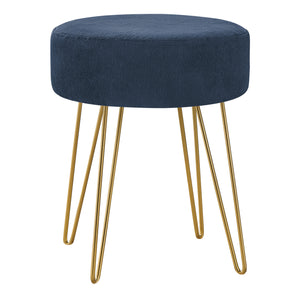 I 9002 Ottoman - Blue Fabric / Gold Metal Legs - Furniture Depot